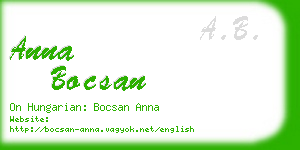 anna bocsan business card